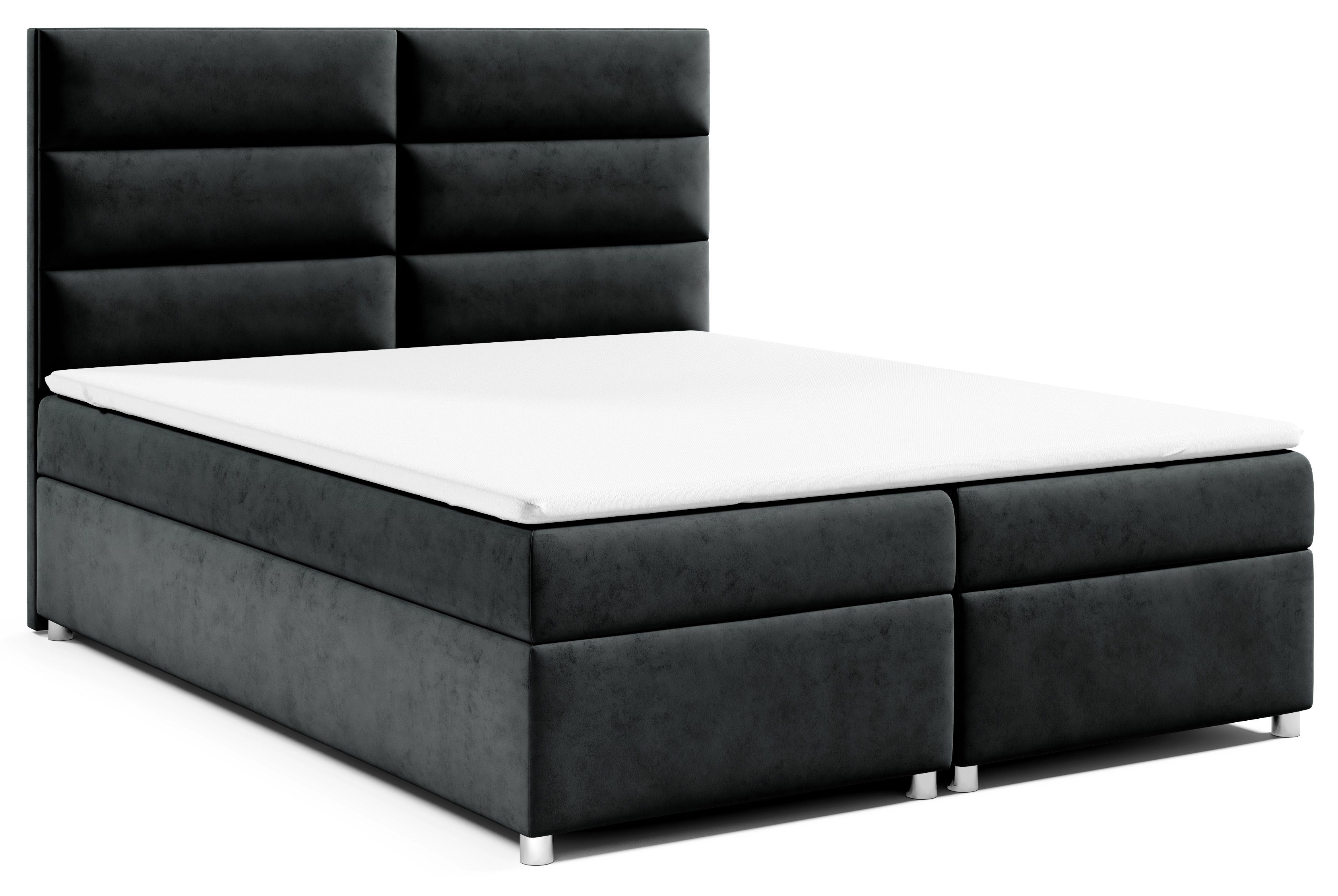 Best for Home Boxspringbett mit Schwarz Bettkasten K4, Trinity Topper und