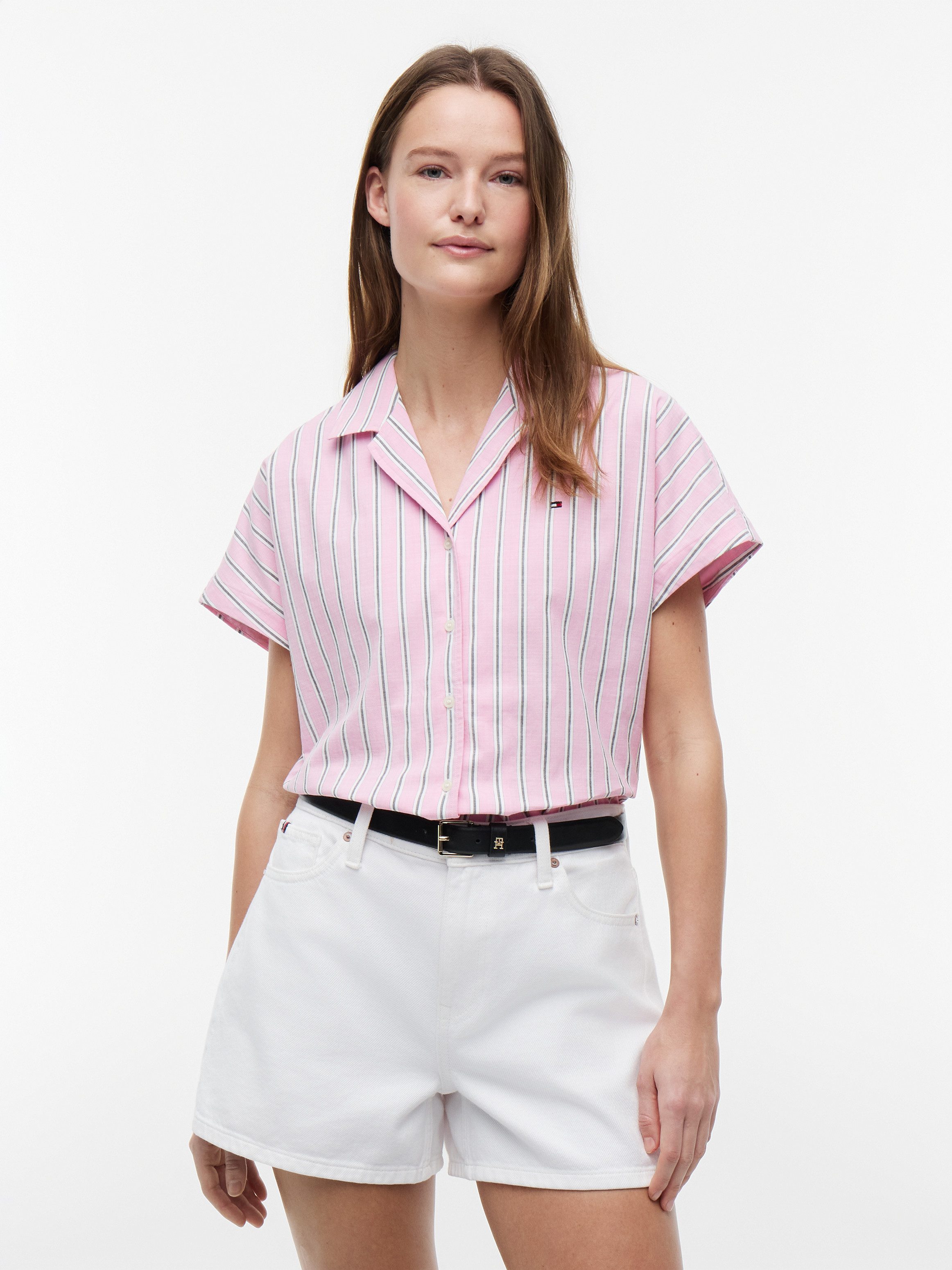 Tommy Hilfiger Kurzarmbluse SUMMER COTTON SS SHIRT Baumwollmischung