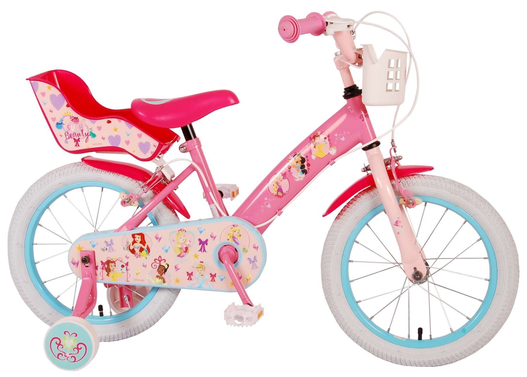 TPFSports Kinderfahrrad Disney Princess 16 Zoll mit 2x Handbremse, 1 Gang, (Mädchen Fahrrad - Rutschfeste Sicherheitsgriffe), Kinder Fahrrad 16 Zoll mit Stützräder Laufrad Mädchen Kinderrad