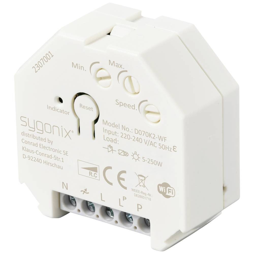 Sygonix Drehdimmer Wi-Fi Unterputz Dimmer, TUYA, 250W