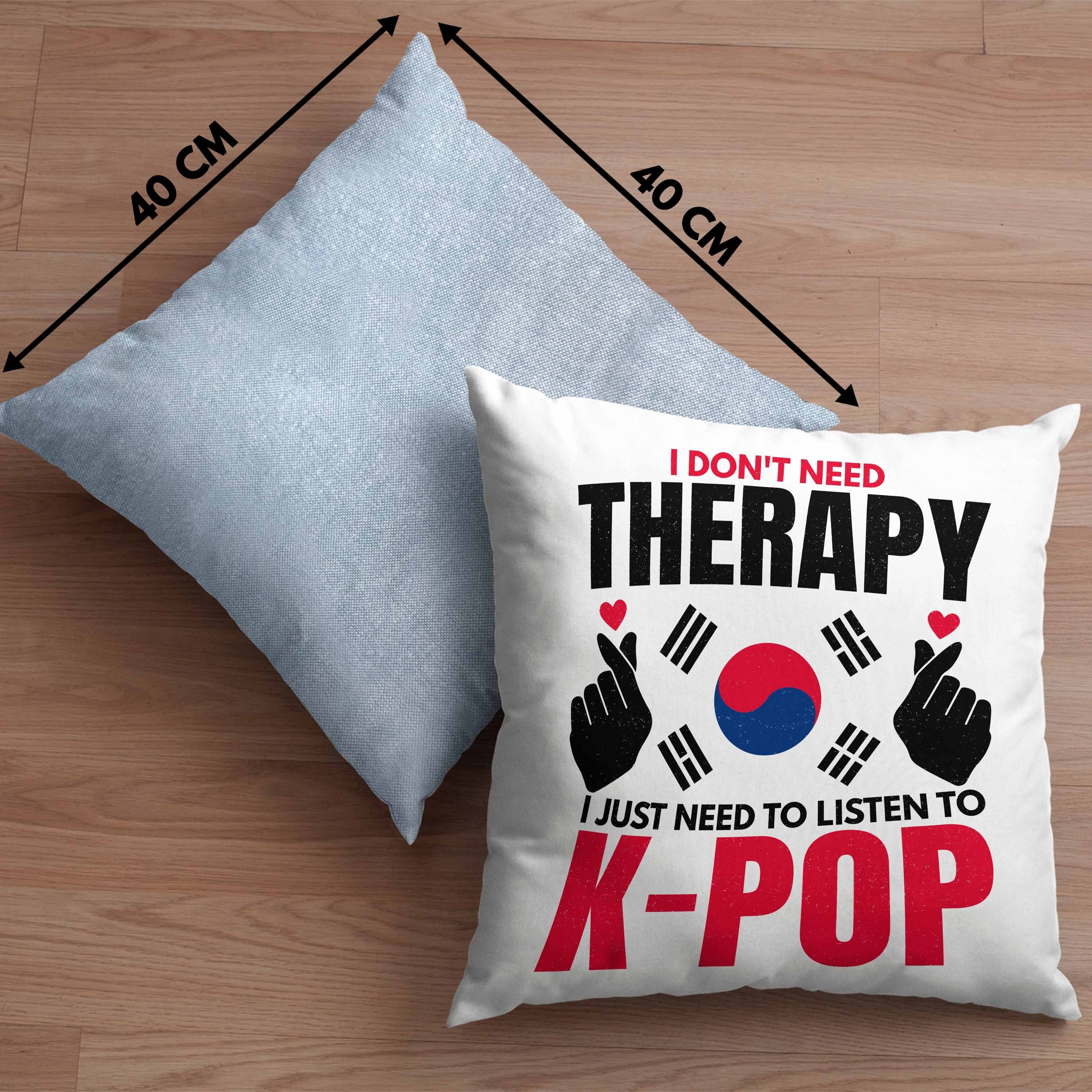 Trendation Dekokissen Füllung - Kissen 40x40 Trendation mit Koreal Geschenkidee Style Kpop Spruch Blau Geschenk Südkorea K-Pop Dekokissen