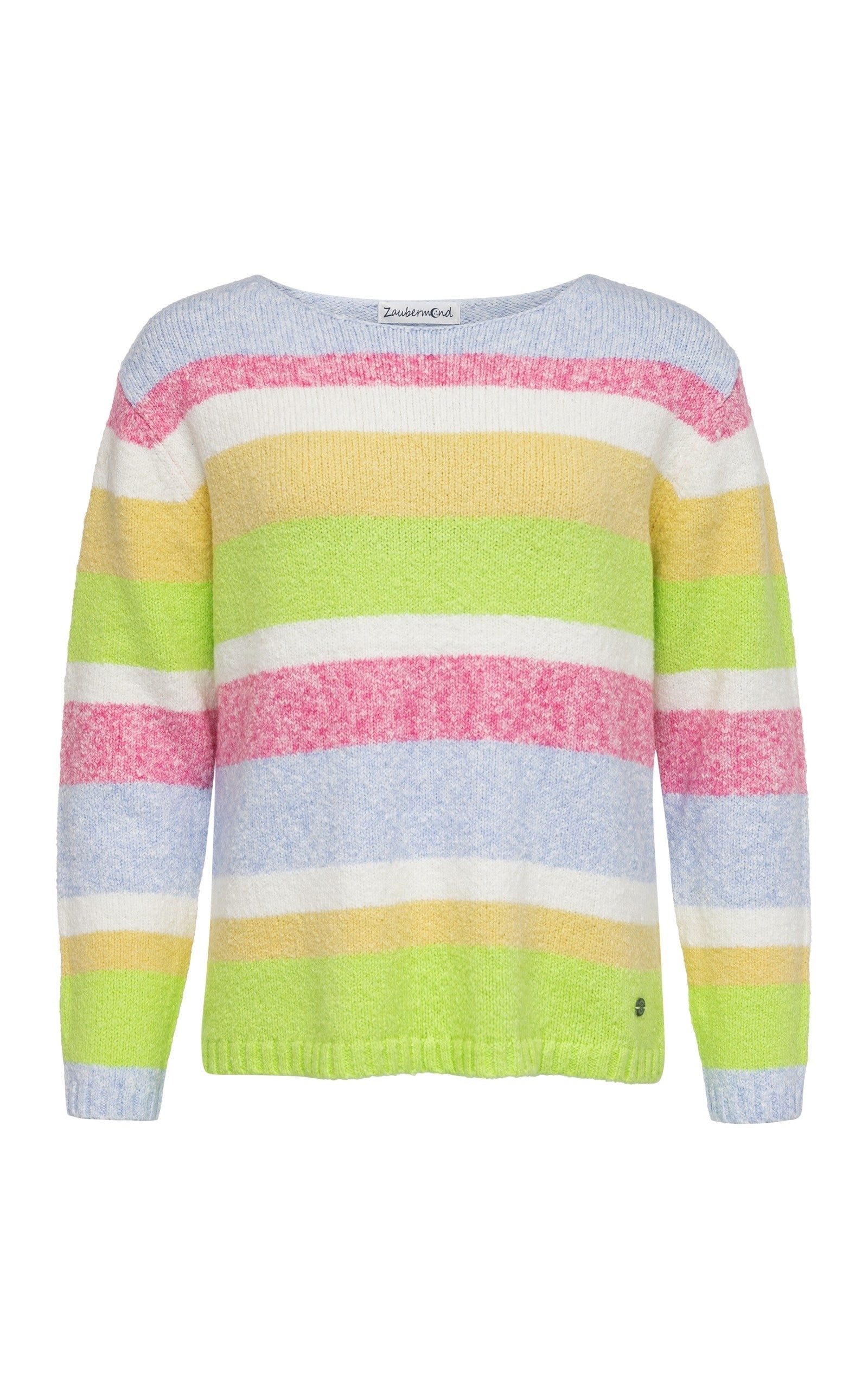 Zaubermond Strickpullover Baumwoll Strickpullover meliert Blockstreifen, trendiger Frühling