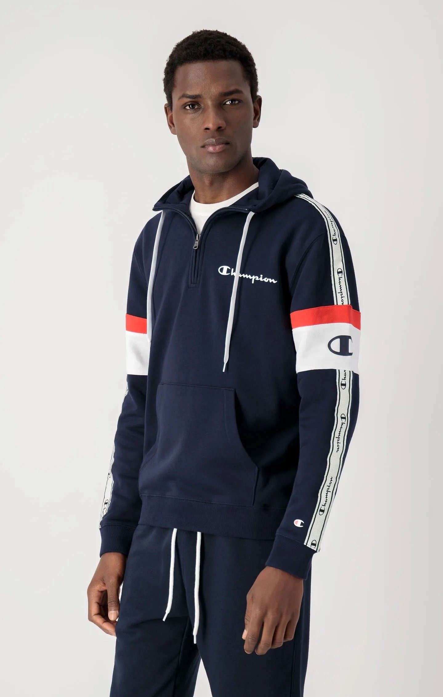 Champion Kapuzenpullover mit Half-Zip (Baumwoll-Hoodie) American Tape navyb günstig online kaufen