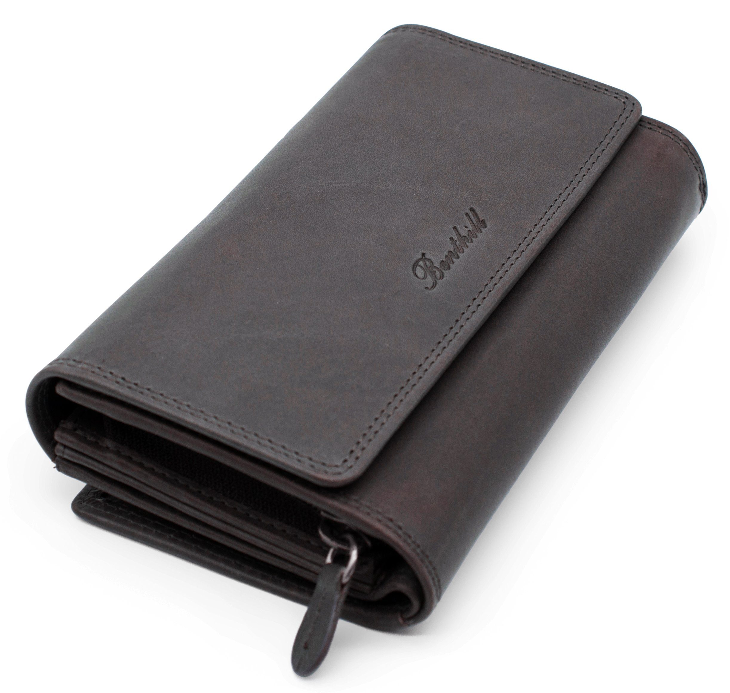 Benthill Geldbörse Damen Echt Leder Groß mit vielen Fächern RFID Portemonna günstig online kaufen