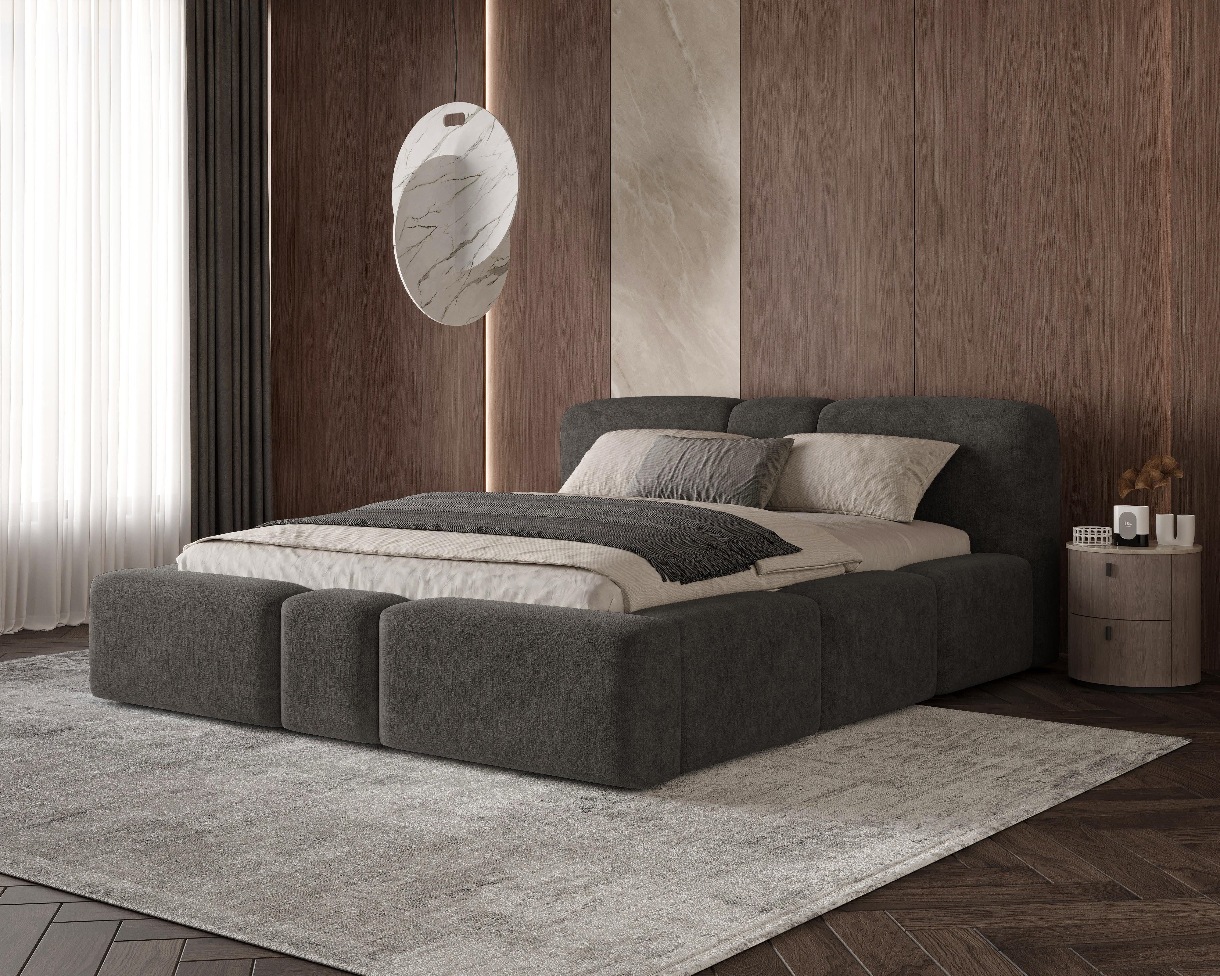 Chilly Möbel Polsterbett Designer Doppelbett mit XXL Bettkasten & Lattenrost (Boxbett ohne Matratze Metallrahmen 13 Farben, 1-tlg., 140x200 160x200 180x200 200x200cm), Gasdruckfeder Kopfteil Stauraum Doppelbett