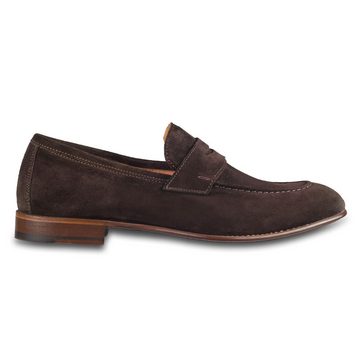 BRECOS Loafer, Slipper aus Veloursleder / Rauleder dunkelbraun Loafer Handgefertigt in Italien