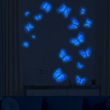 Mrichbez 3D-Wandtattoo chmetterling LeuchtendWandtattoo leuchtsticker rückstandslo entfernbar, Wandkunst, Heimdekoration mit Schmetterling-Motiv, Wandaufkleber