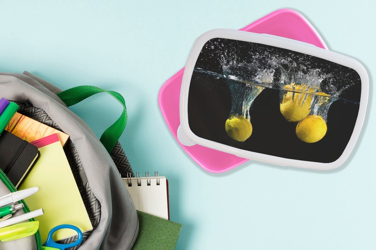 Kunststoff Zitrone Erwachsene, - - für Brotbox (2-tlg), Snackbox, Lunchbox - MuchoWow Stilleben Brotdose Gelb, - Kinder, Kunststoff, rosa Mädchen, Wasser Frucht