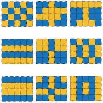 LittleTom Puzzlematte 18 Teile Baby Kinder Puzzlematte ab Null - 30x30cm, dunkelblau gelbe Matte