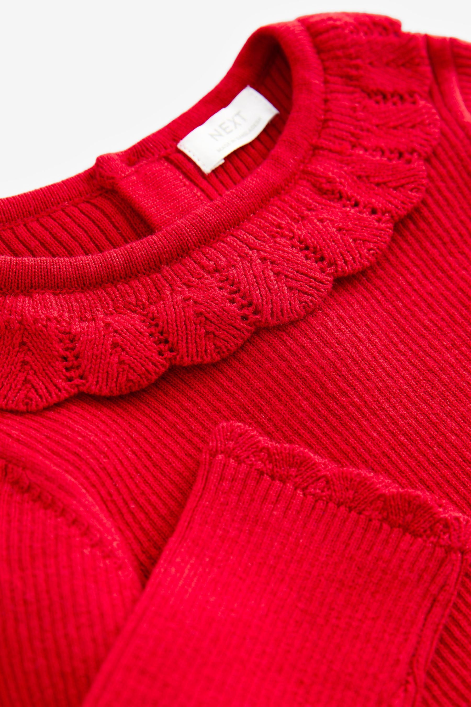 Rüschenkragen (1-tlg) Pullover Rundhalspullover Red mit Next
