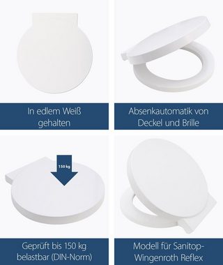 SANITOP WINGENROTH WC-Sitz Standard, Duroplast, Antibakteriell, Absenkautomatik, überlappend, rund, 566322