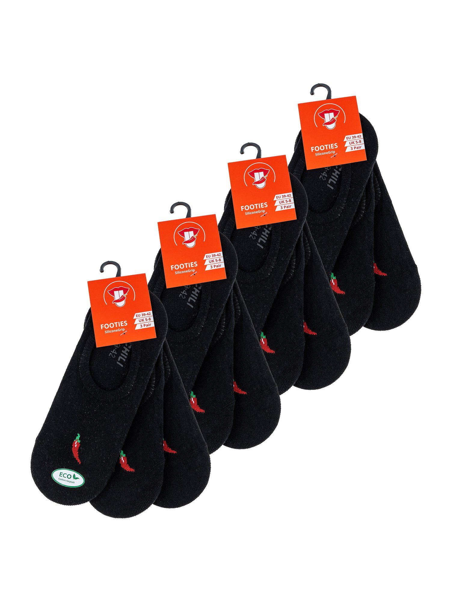 unisex Lifestyle schwarz Chili Silicon Footies (12-Paar) Füßlinge Chili
