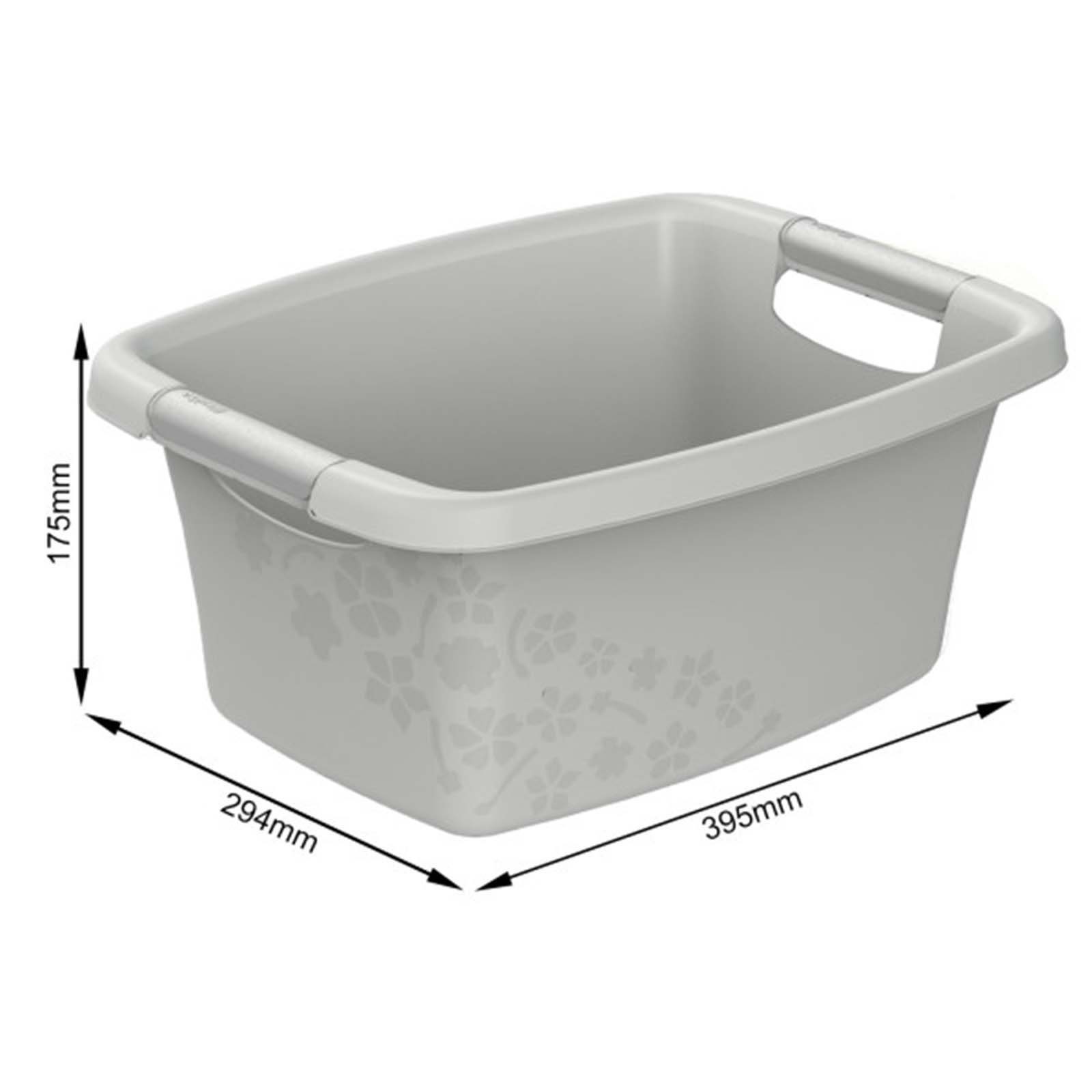 BPA-frei 3-tlg), (Wäschewannenset, Wäschekorb Flowers belastbare 50l, tlg. 25l Kunststoff Wäschekorbset ROTHO 12l 3 (PP) Tragegriffe Grau Set