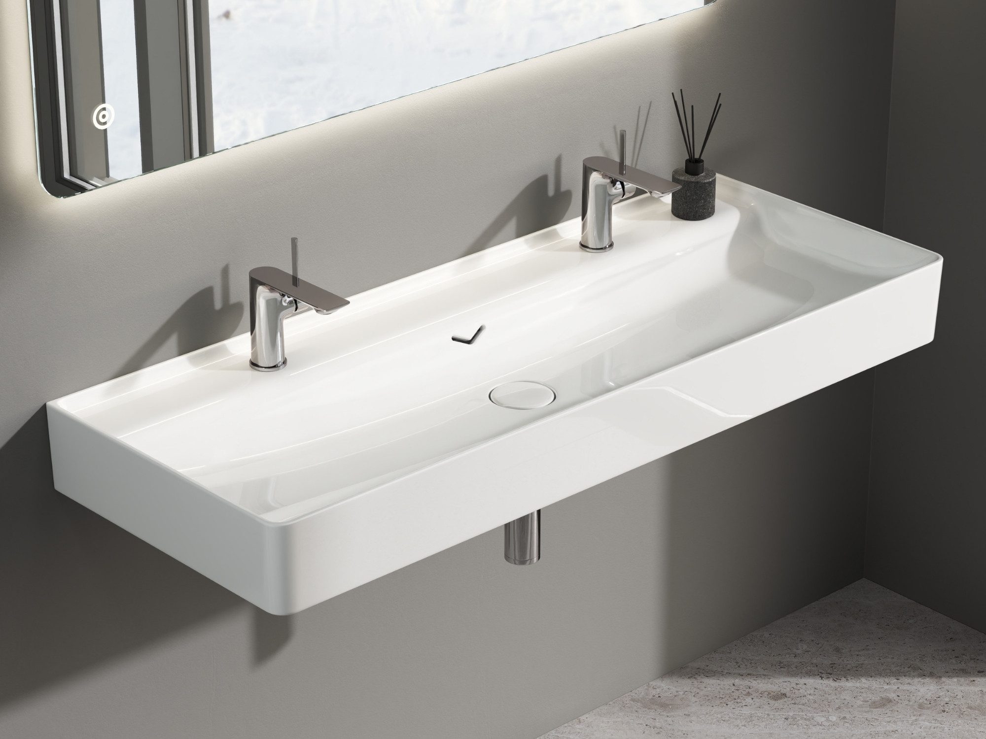 Aqua Bagno Waschbecken Aqua Bagno VENUS Doppelwaschtisch 120 cm Keramik Waschbecken Weiß