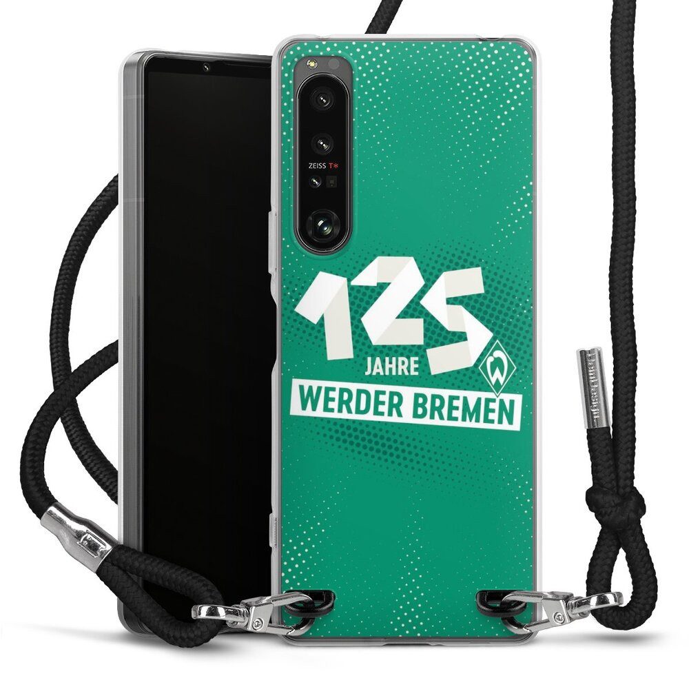 DeinDesign Handyhülle 125 Jahre Werder Bremen Offizielles Lizenzprodukt, Sony Xperia 1 IV Handykette Hülle mit Band Case zum Umhängen