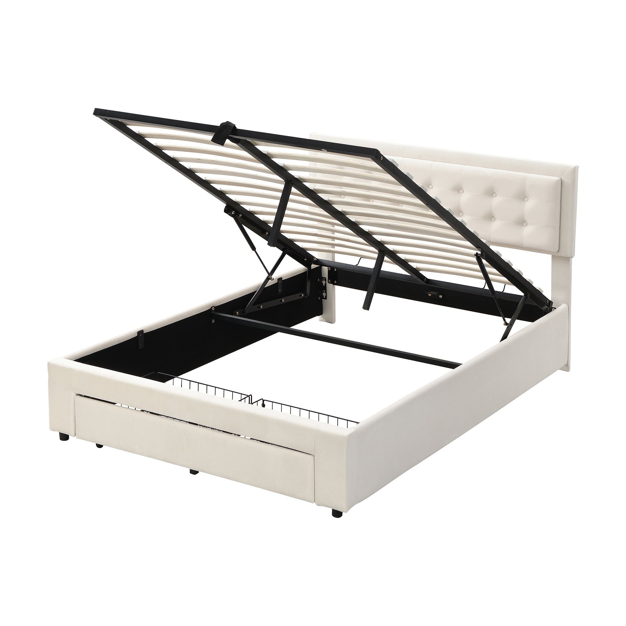 Flieks Polsterbett, Hydraulisches Stauraumbett Doppelbett Samt 140x200cm. Reduzierter Preis € 249,99. Unverbindliche Preisempfehlung € 719,99