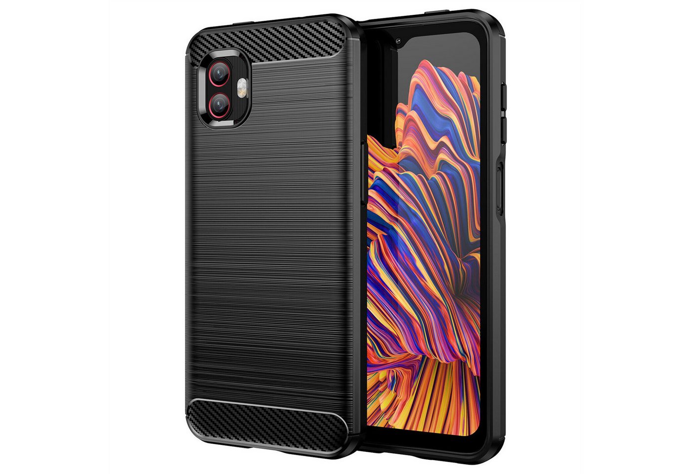 betterfon Handyhülle Carbon Hülle für Samsung Galaxy XCover 6 Pro Backcover TPU Schwarz, Carbon-Look – stoßfestes Case mit Air-Cushion & Metall-Optik