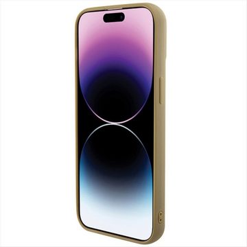 Guess Smartphone-Hülle Guess Apple iPhone 15 Schutzhülle Cover Disco Metal Script Gold