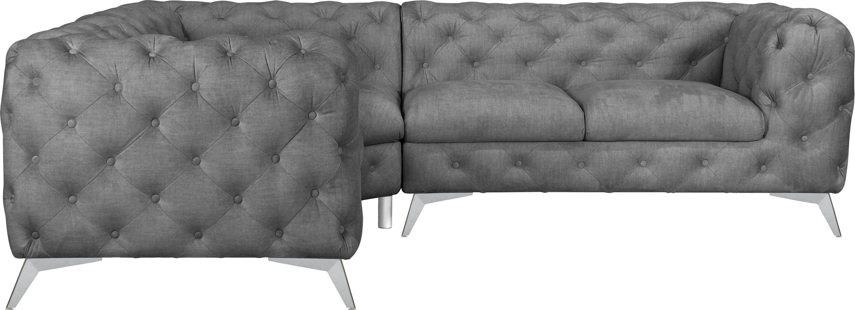 Leonique Chesterfield-Sofa "Ecksofa GLYNIS L-Form mit Wellenunterfederung, günstig online kaufen