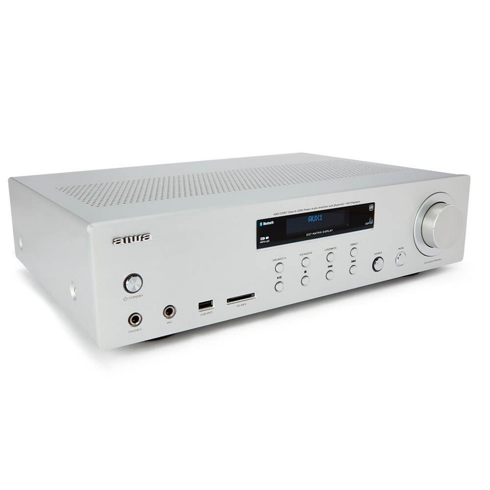 Aiwa AMU-120BT AV-Empfänger und -Verstärker, BT v5.0-Empfänger 2X 60 W  Audioverstärker (Anzahl Kanäle: 2, 120 W, Tonregelung Bass & Treble  unabhängige Einstellungen +/- 10dB, Kanaltrennung > 80 dB bei 1 kHz,  Vollalphanumerisches