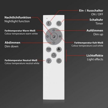 Briloner Leuchten LED Deckenleuchte 7344-016, Wifi, Appsteuerung, Sprachsteuerung, Fernbedienung, dimmbar, ultraflach, Speicherfunktion, LED fest verbaut, Farbwechsler, Neutralweiß, Kaltweiß, Warmweiß, Tageslichtweiß, Smarte Deckenlampe, 100x25x6,5cm, Weiß, 22W, Wohnzimmer, Schlafzimmer