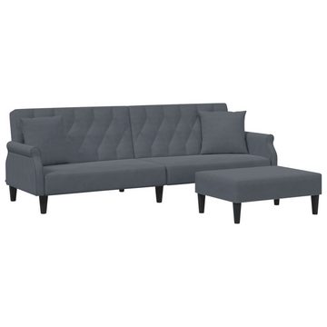 vidaXL Sofa Schlafsofa 2-Sitzer mit Kissen und Fußhocker Dunkelgrau Samt