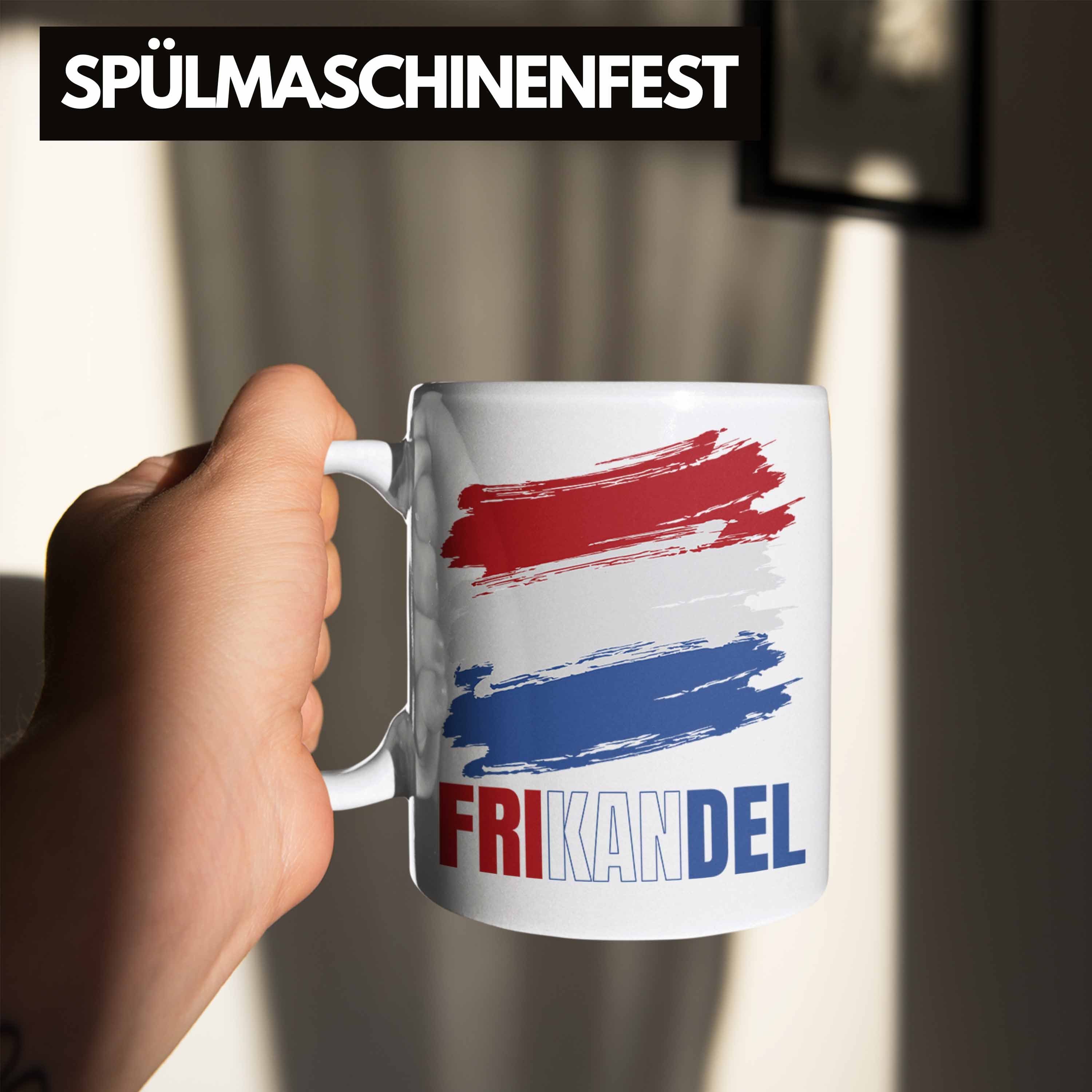 Tasse Frikande Weiss Tasse Kaffee-Becher Geschenk Holländer Fan Holland Trendation