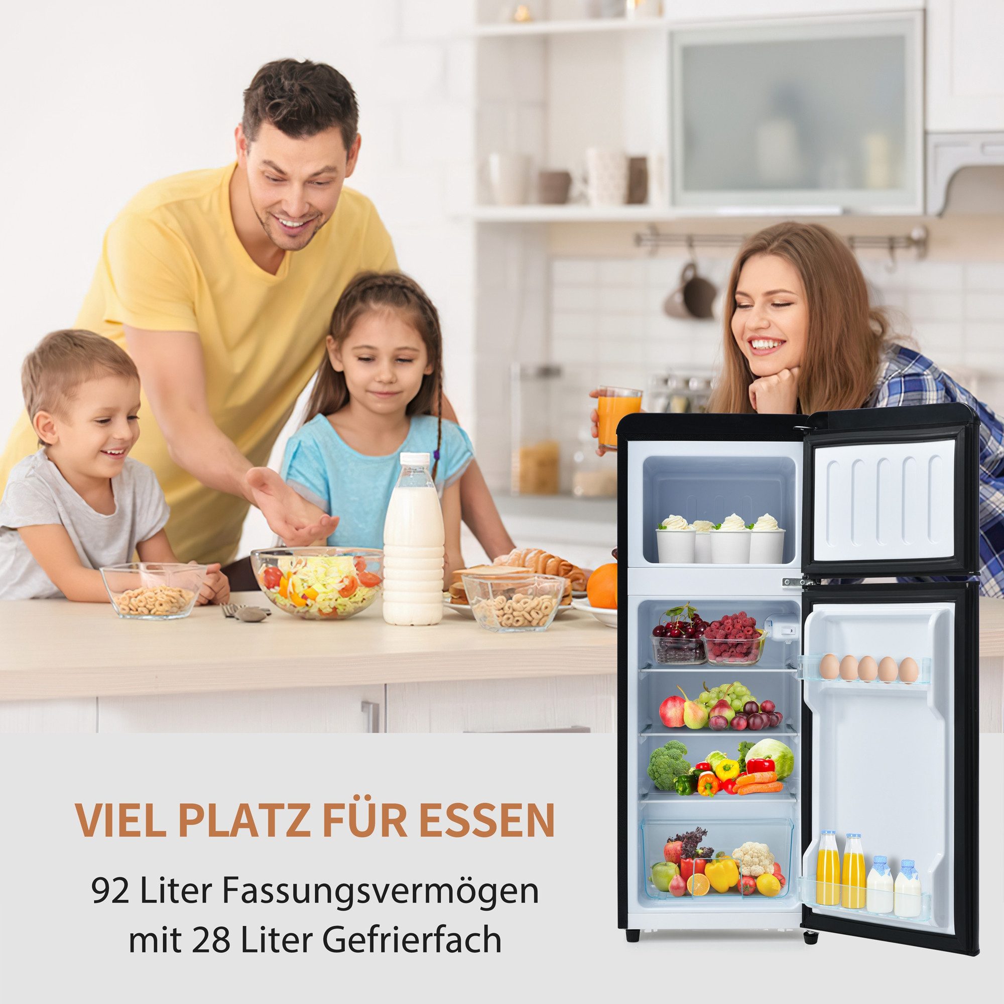 HT Kühlschrank BCD-102, zweitürig, mit 92 Liter Gesamtvolumen, 181 kWh/Jahr