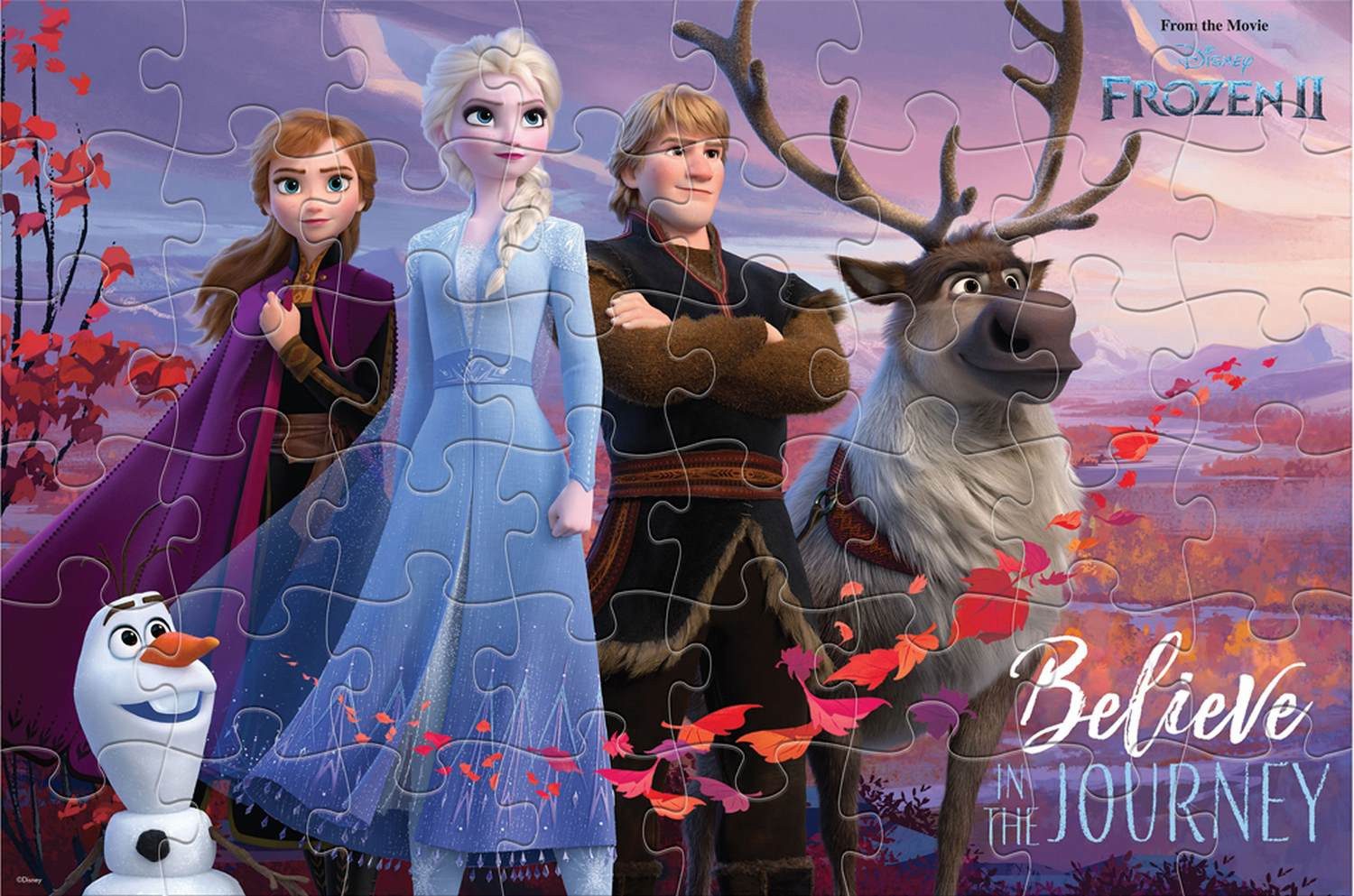 Diakakis Steckpuzzle 2in1 XXL Boden Malpuzzle Frozen II 48-tlg 90x60 cm, Puzzleteile