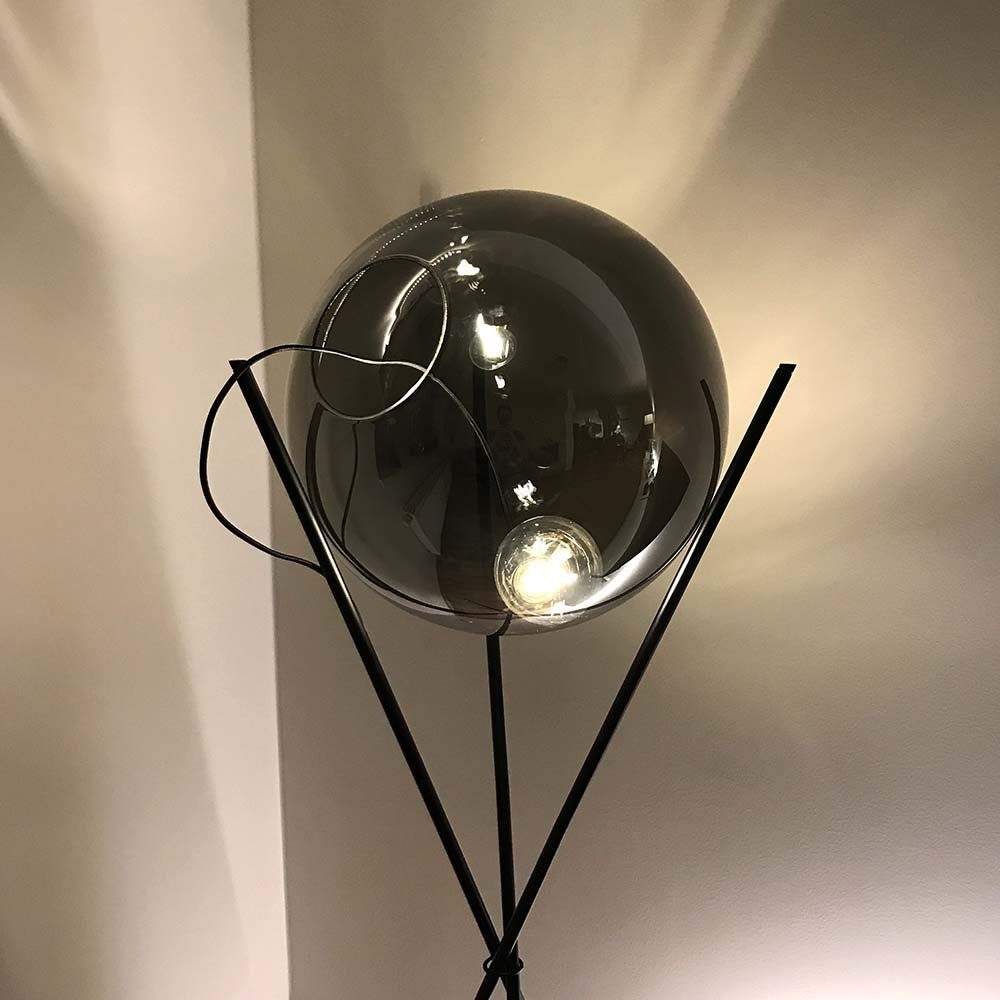 s.luce Stehlampe Schwarz/Rauch 40cm Glas-Stehlampe Sphere