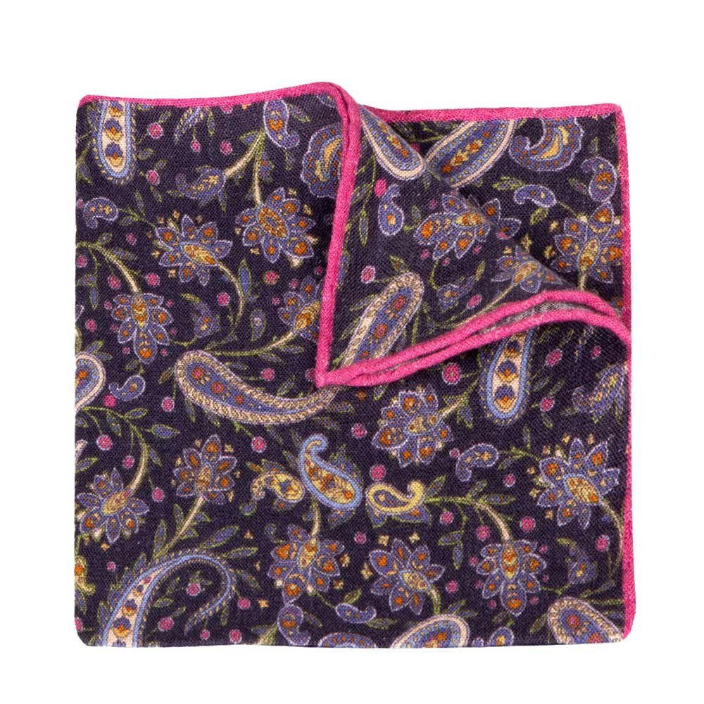 BGENTS Einstecktuch Handrolliertes Leineneinstecktuch mit Paisley-Muster, Farbintensiver Druck