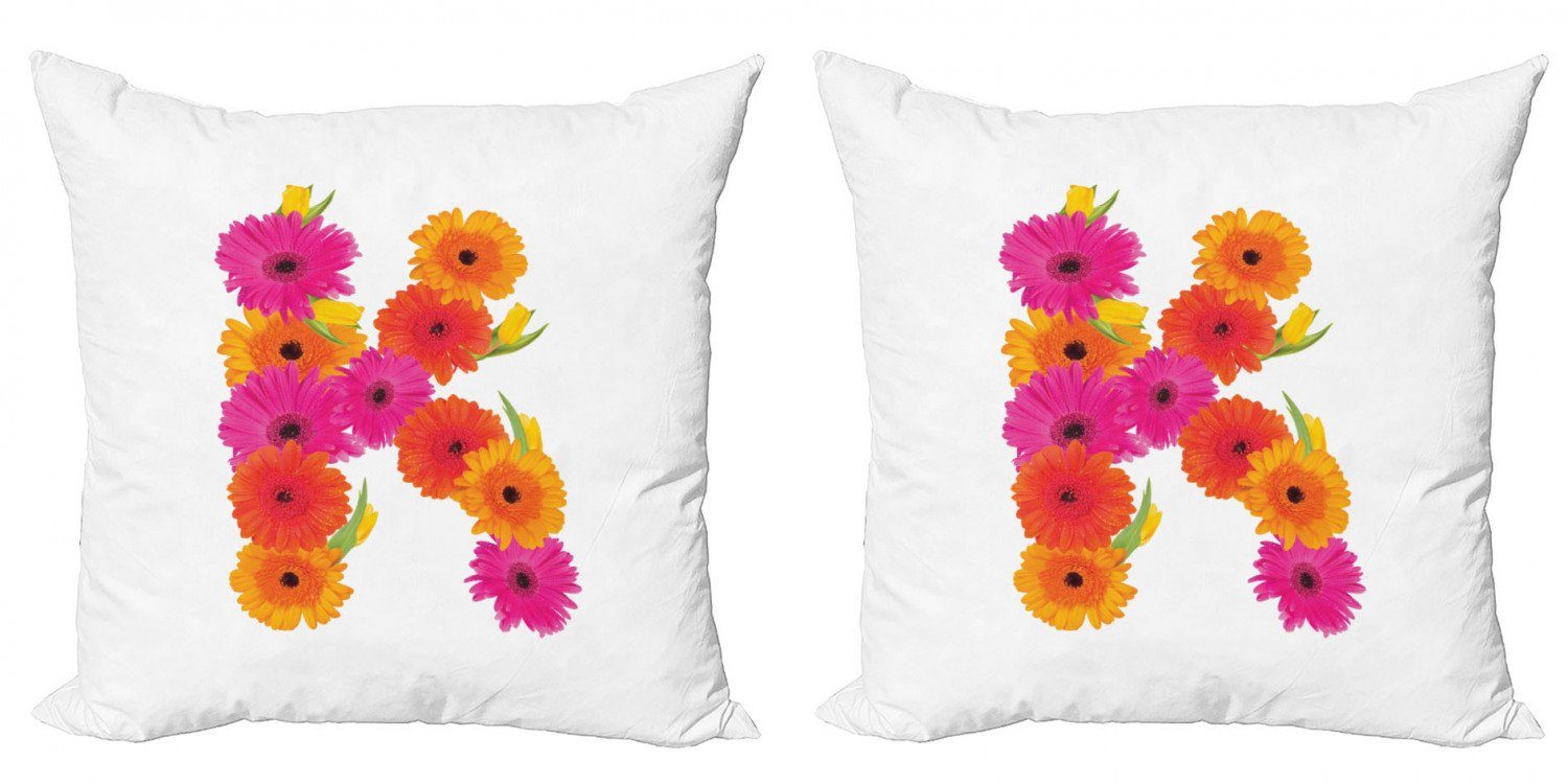 Kissenbezüge Modern Accent Doppelseitiger Digitaldruck, Abakuhaus (2 Stück), Blumen-Alphabet Sommer-Blumen K