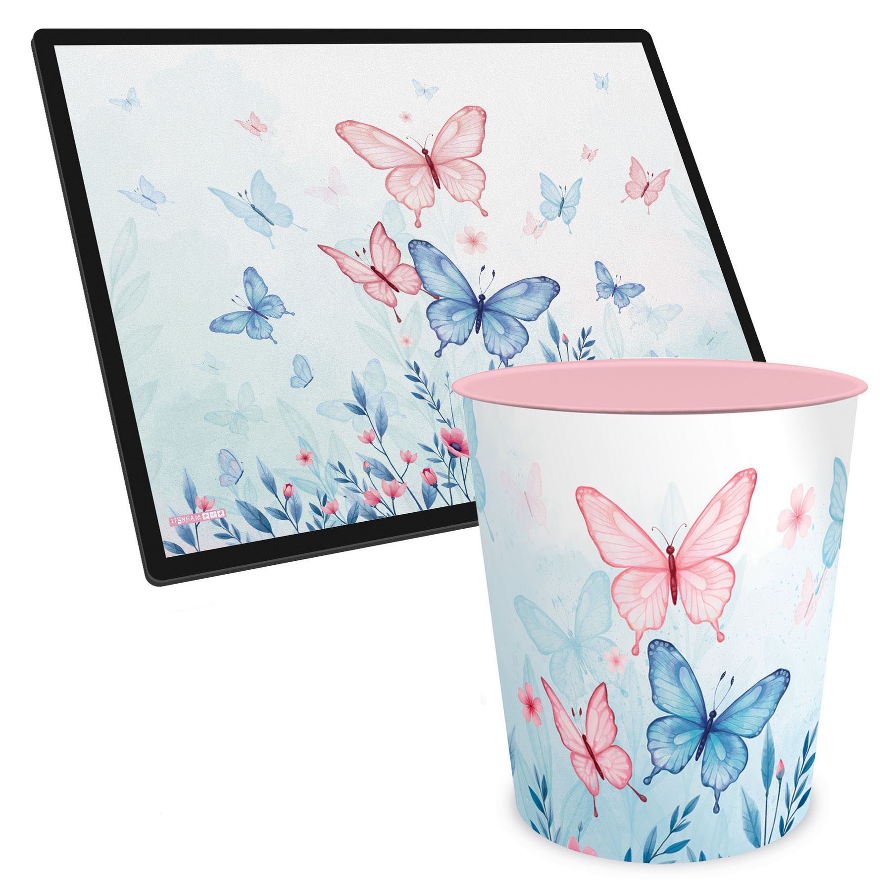 itenga Schreibtischunterlage ITENGA Kinder Papierkorb Schreibtischunterlage Set - ca. 11 Liter - Sc