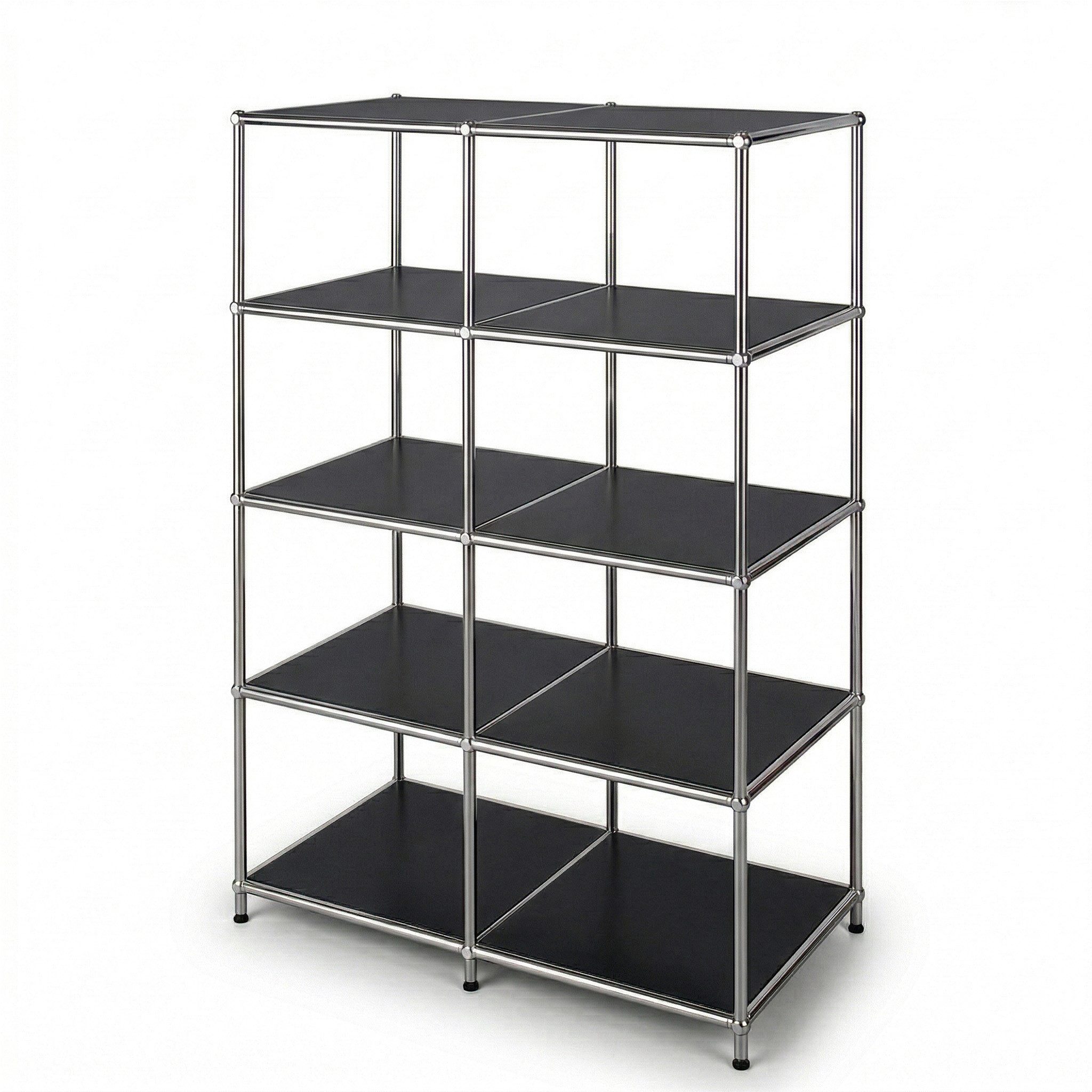 Floordirekt Bücherregal Standregal Concept Epure MK-015 Raumteiler, verchromtes Metallgestell, höhenverstellbare Kunststofffüße, 5 Ablagen, B78×T40×H118 cm