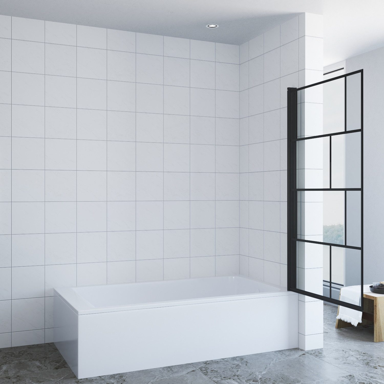 AQUABATOS Badewannenaufsatz Eck Glas Duschwand für Badewanne 1 tlg 2 tlg 3 günstig online kaufen