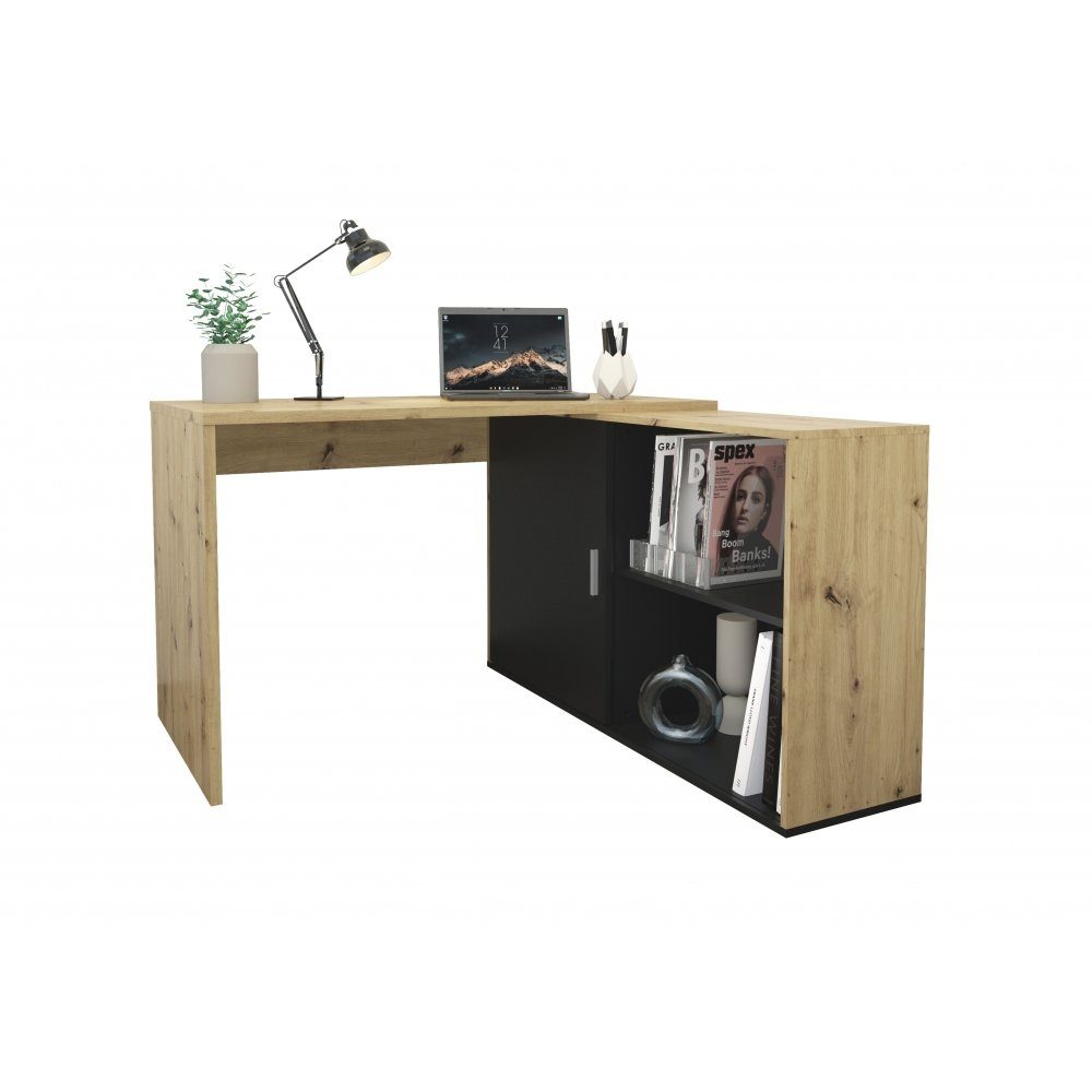 FMD Möbel Schreibtisch Schreibtisch Winkelschreibtisch Bürotisch Arbeitstisch Office ca. 119x124 cm VALLEY Artisan Eiche