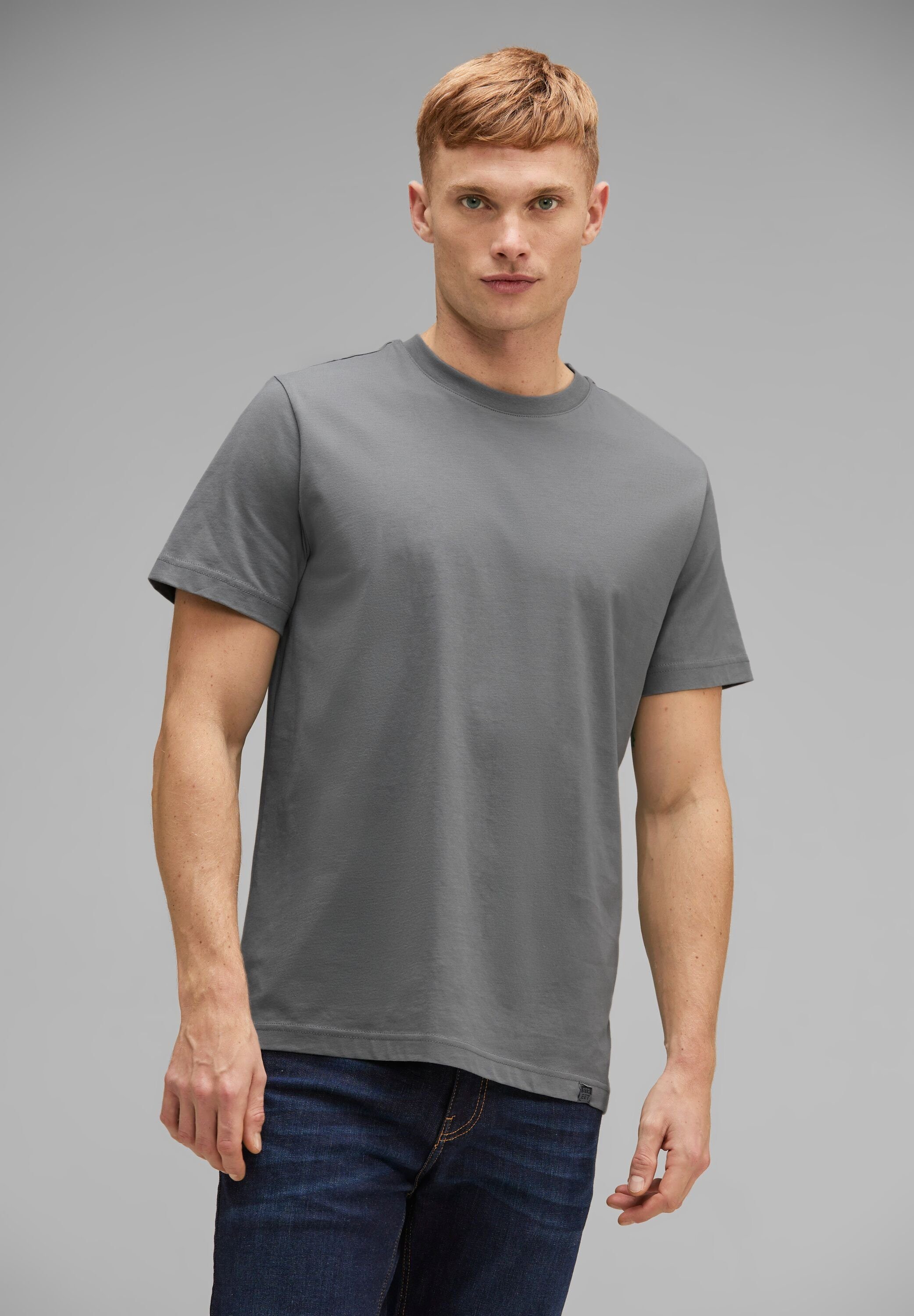 STREET ONE MEN T-Shirt Rundhalsausschnitt light iron grey