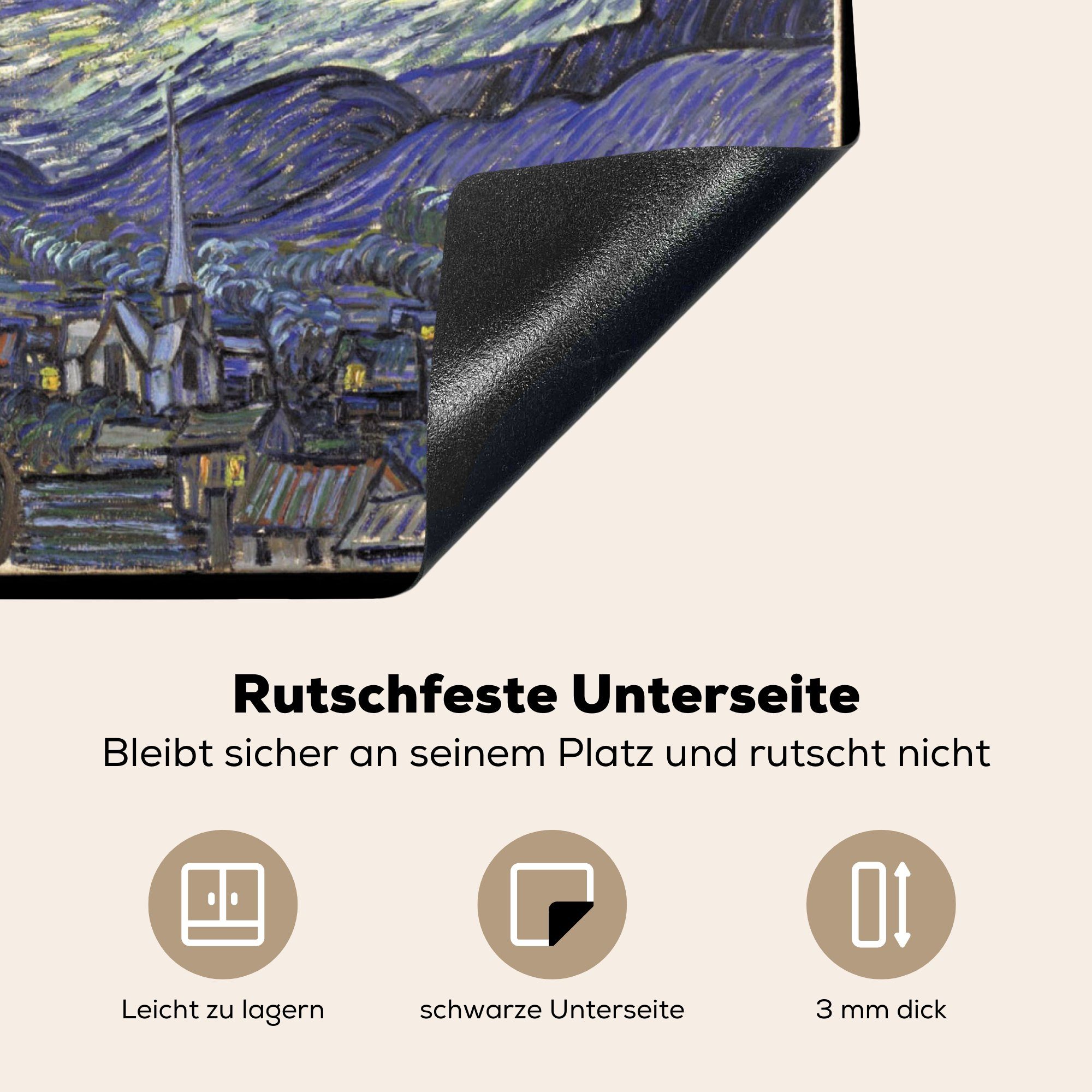 MuchoWow Vinyl, Sternennacht die Gogh, Herdblende-/Abdeckplatte Vincent van - cm, tlg), Ceranfeldabdeckung 59x52 Induktionsmatte (1 für küche,