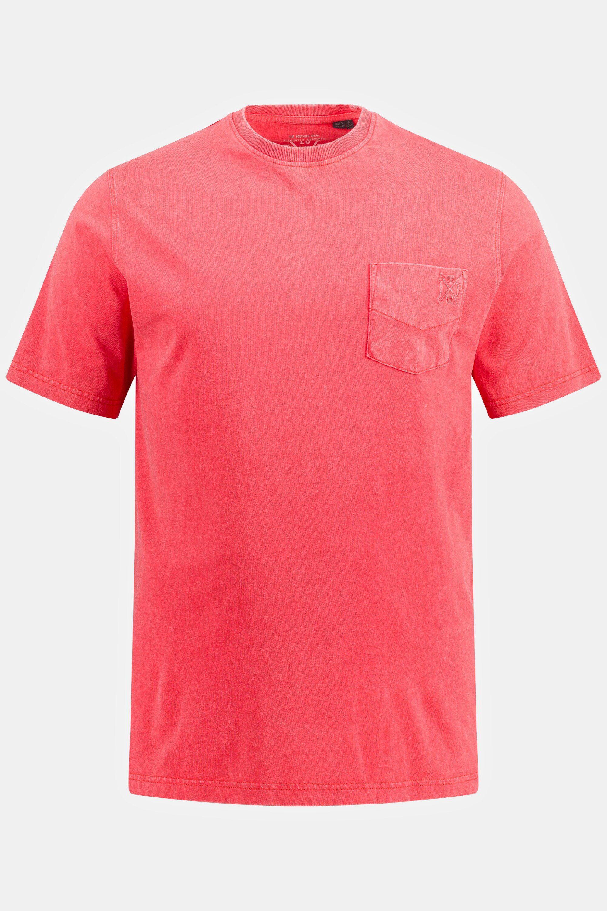 rot JP1880 T-Shirt Rundhals Halbarm Brusttasche T-Shirt