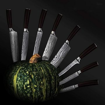 KEENZO Messer-Set 8-Teiliges Küchenmesserset Profi Kochmesser mit scharfer Klinge (8-tlg)
