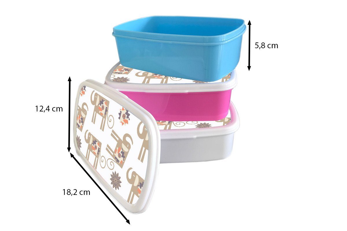 - Erwachsene, - Kunststoff, rosa (2-tlg), Kunststoff MuchoWow Muster, für Kinder, Brotdose Mädchen, Snackbox, Brotbox Blumen Lunchbox Elefant