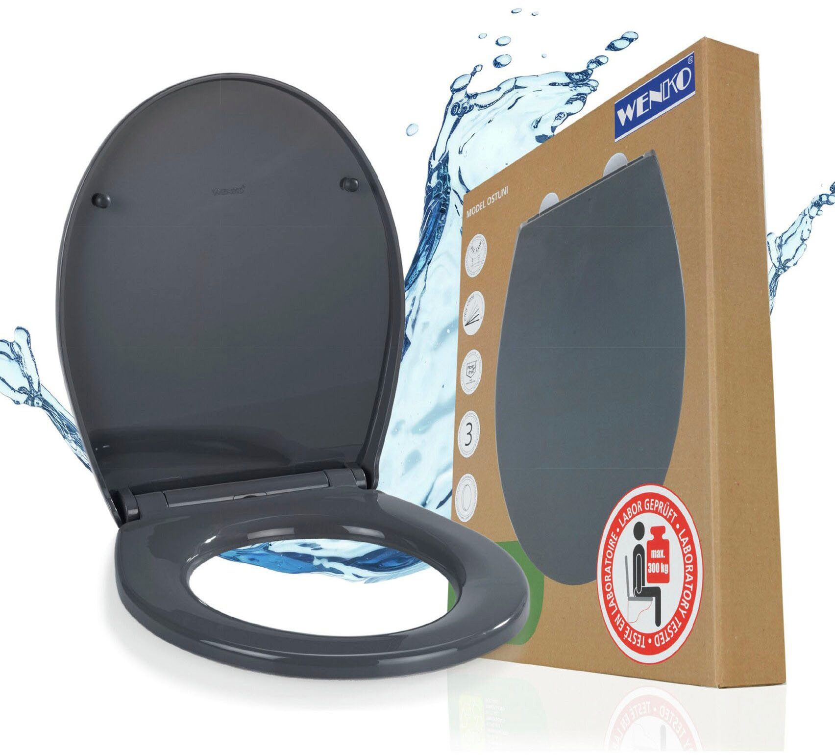 WENKO WC-Sitz Ostuni (1-St), Thermoplast, belastbar mit 300 kg, mit Absenkautomatik