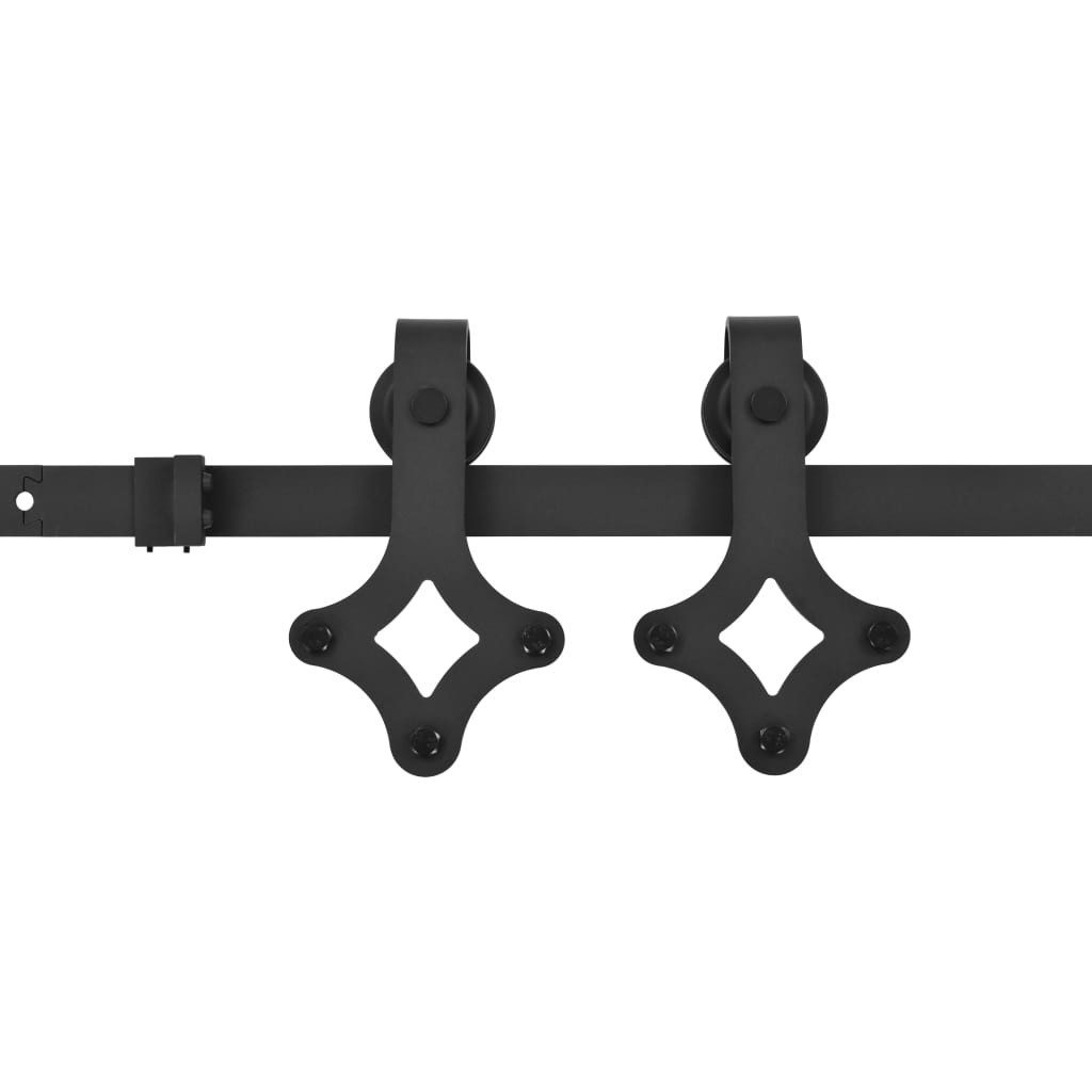 vidaXL Schiebetür, Schiebetürbeschlag-Set SKIEN 200 cm Stahl Schwarz