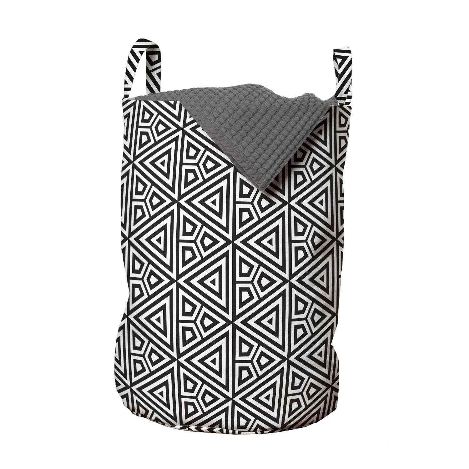 Triangle Abakuhaus mit Kordelzugverschluss Geometrisch Wäschesäckchen monochrome Griffen Wäschekorb für Waschsalons,