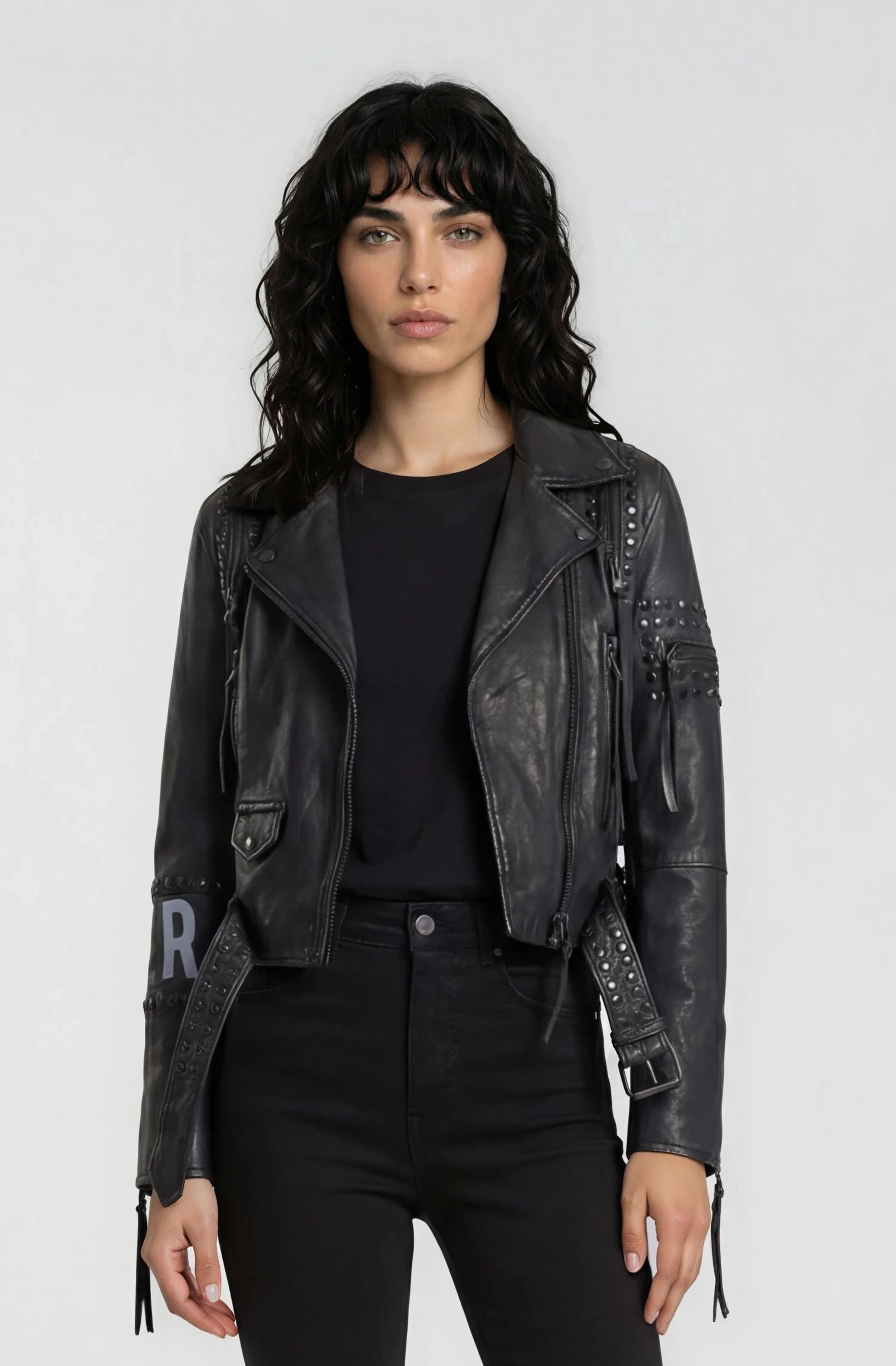 trueprodigy Lederjacke Ava mit Print und Nieten