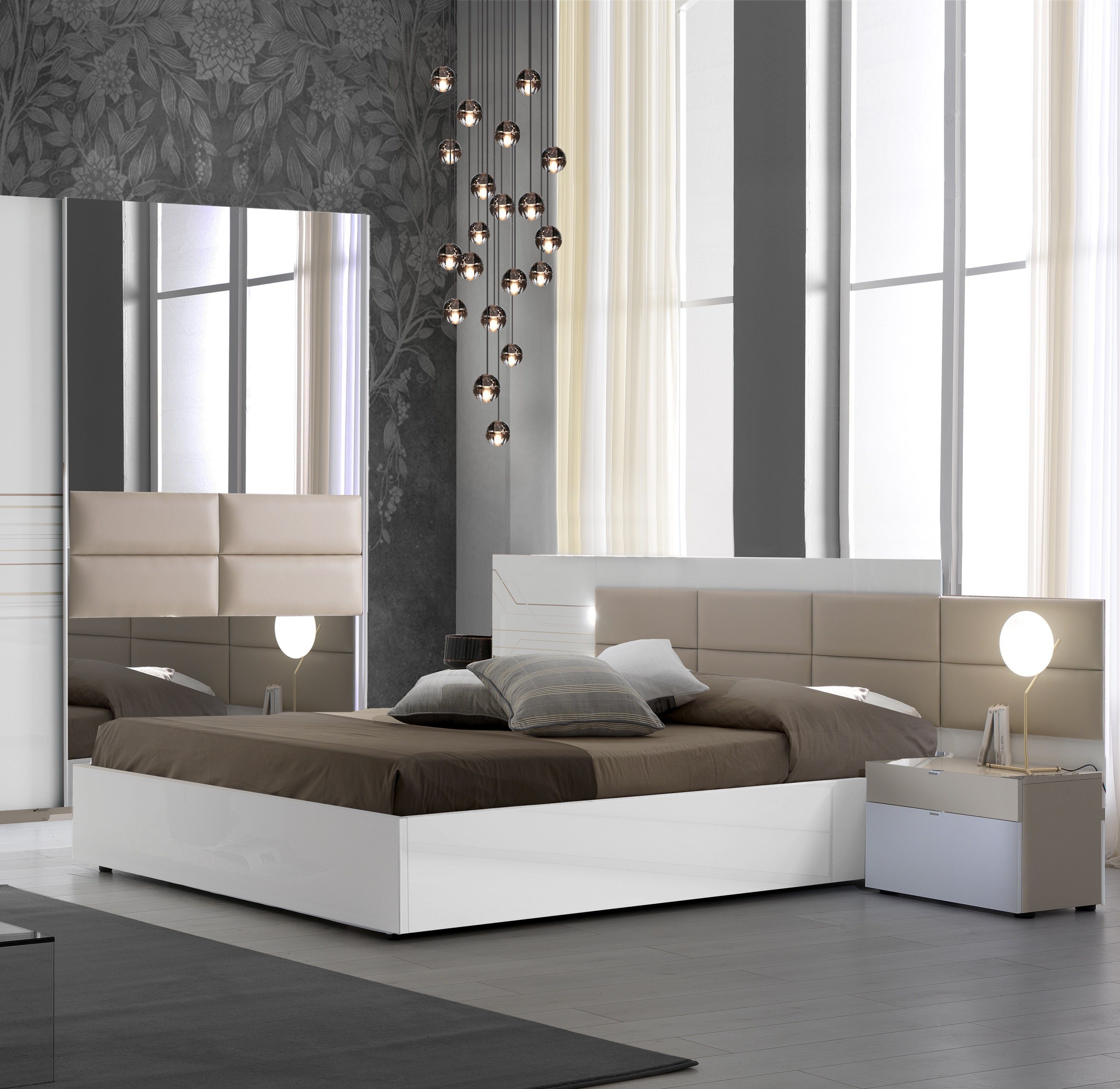 Interdesign24 Bettanlage Luana, (bestehend aus Bett in versch. Größen und 2  Nachtkommoden, inkl. Lattenrost), in Weiß/Beige