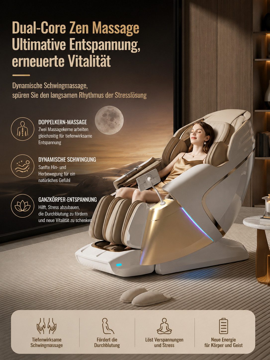 YIJIE Massagesessel YIJIE L50S 4D Massagesessel Zero Gravity Vollkörper Shiatsu mit Wärme