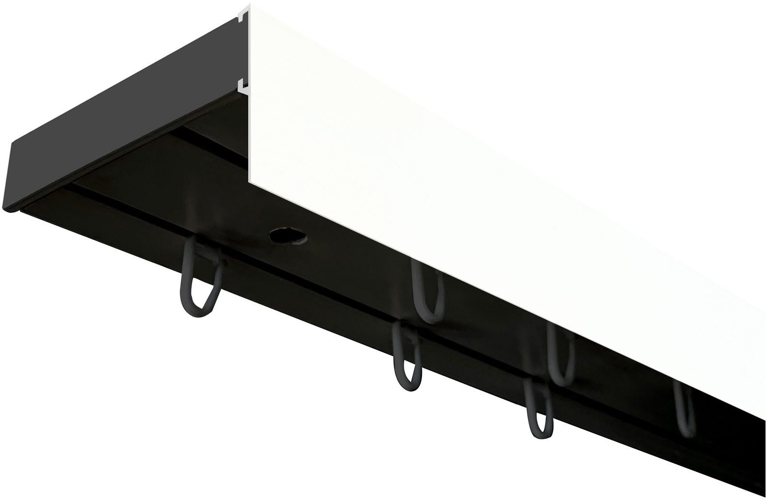 SN DECO GROUP Gardinenschiene Vorhangschiene SH (1) mit Blende 5 cm, 2-läufig, Fixmaß, mit Bohren, verschraubt, Kunststoff