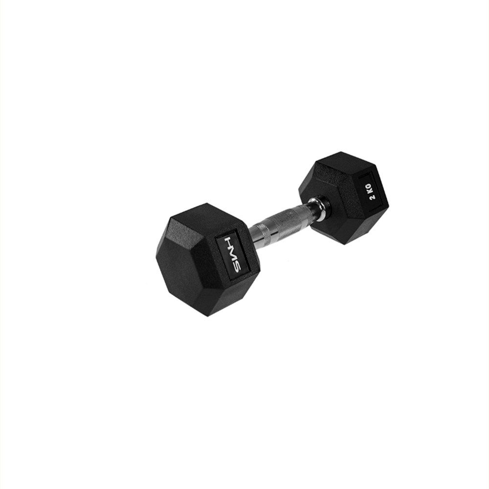 HMS Kurzhantel HEX PRO Hantel 2 kg Fitnesshantel, (Gummibedeckung), Schlagfeste Gummibedeckung schützt Boden und Hantel