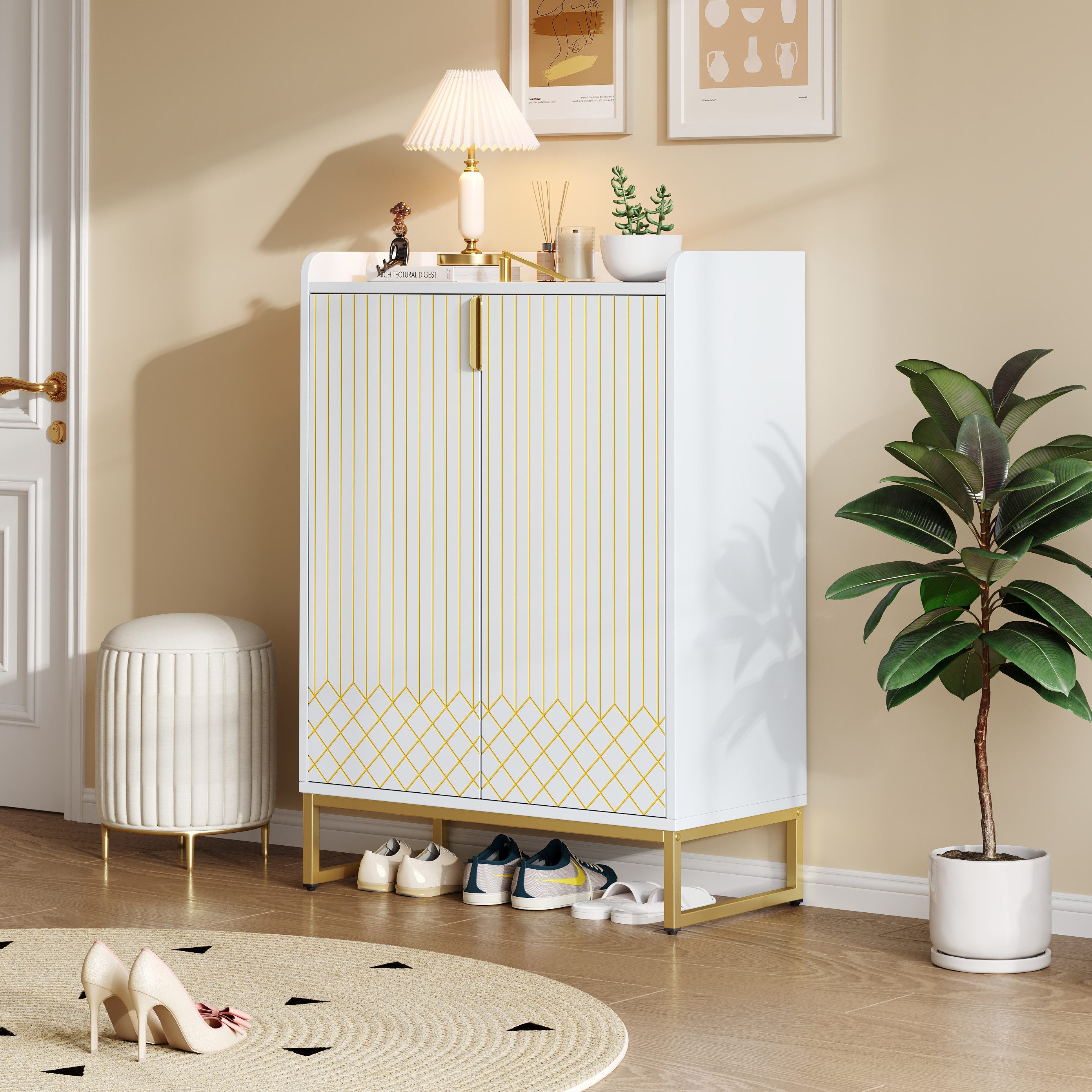 HAUSS SPOLE Schuhschrank 2er Set Schuhschränke mit goldenen Metallbeinen un günstig online kaufen